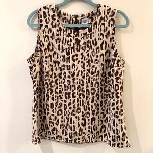 CAbi Leopard Print Sleeveless Tank Collar Medium